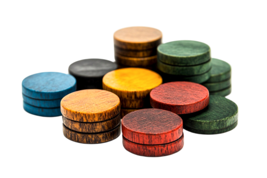 Colorful Wooden Game Pieces Stacked High Fun Game Night
