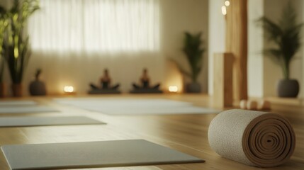 Obraz premium Video generation for a yoga practice session in a serene studio. Featuring mindfulness and flexibility