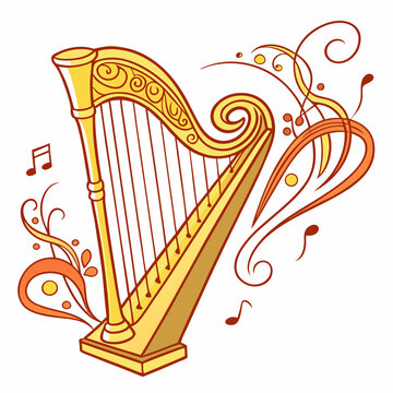 recommend clip art: Harp silhouette vector illustration