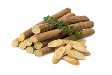 A bunch of astragalus sticks and slices, frequently-used traditional Chinese herbal medicine.
