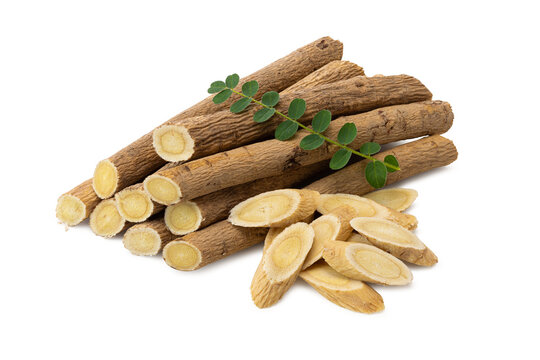 A bunch of astragalus sticks and slices, frequently-used traditional Chinese herbal medicine.
