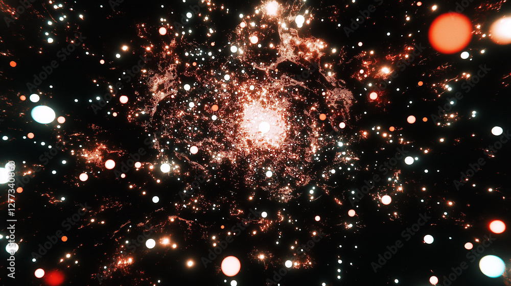 Poster cosmic dust and light: an abstract depiction of a swirling galaxy, a mesmerizing spiral of celestial