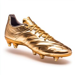 brand-new soccer cleat with metallic gold