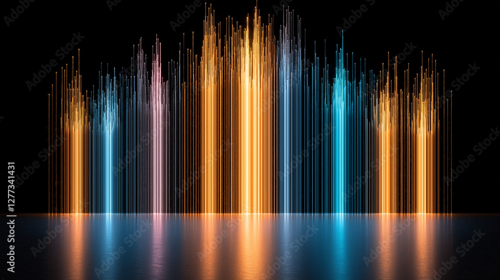 Poster light symphony: a mesmerizing visual display, illuminated with vibrant neon-colored lights. the radi