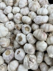 close up of garlic at the market