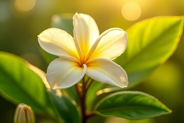 Fototapeta premium Beautiful Plumeria Flower in Sunlight Close-up