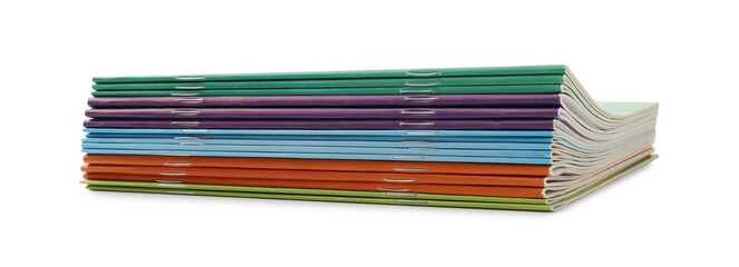 Stack of different copybooks isolated on white
