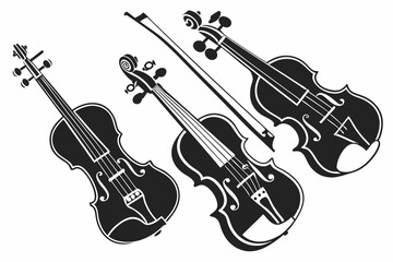 set of Violin silhouette vector illustration