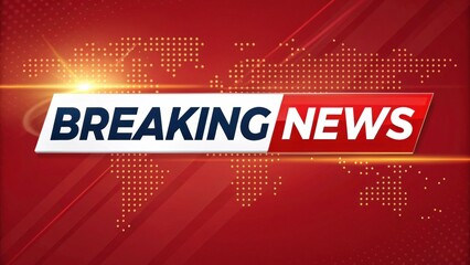 Bold and Dynamic Breaking News Banner with World Map Background
