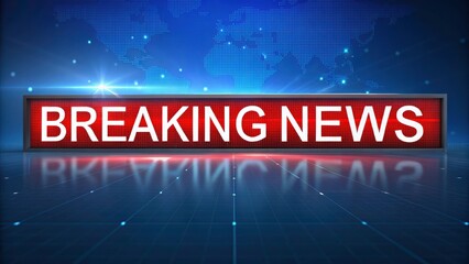 Futuristic Breaking News Alert with Digital World Map and LED Display