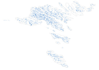 vector map of waterways  in the faroe islands