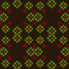 cross stitch ethnic embroidery needlework abstract artwork seamless geometric pattern printed background fabric wallpaper handdrawn line colorful template fashion element
