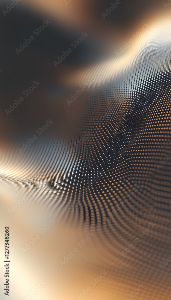 Poster abstract golden metallic surface with repeating dot pattern undulates