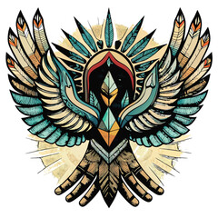 A realistic depiction of a human hand morphing into a pair of vibrant bird wings, showcasing detailed feathers and skin transformation.