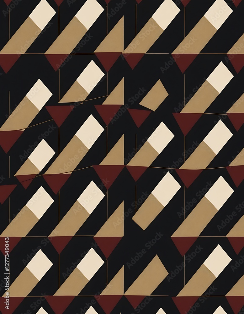 Aufkleber Abstract Geometric Pattern with Retro Color Palette and Angular Forms