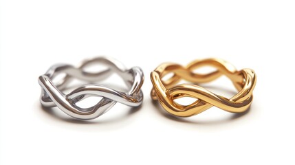 Fototapeta premium Elegant Intertwined Rings: Gold and Silver Bands