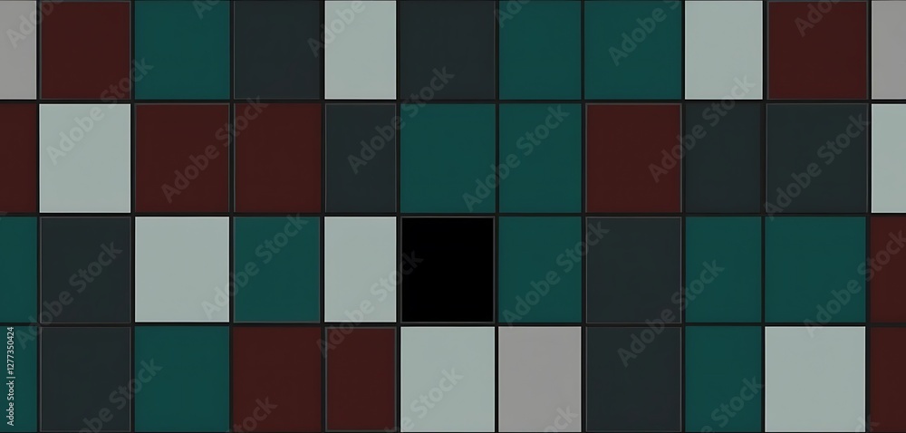Poster chromatic arrangement of rectangular tiles with central dark element