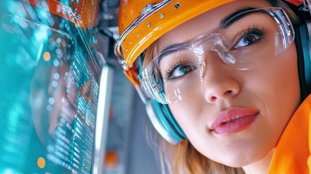 Focused Female IT Engineer Working on Server Room Data