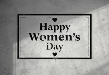 Fototapeta premium Happy Women's Day Message with Hearts on Textured Wall Background