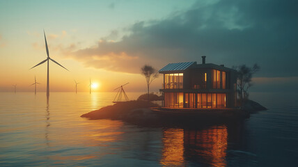 Renewable energy and sustainable development concept with green energy solutions