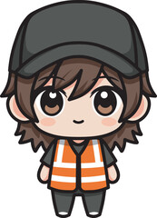 Delivery man wearing orange vest design art 