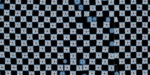 Fototapeta premium Geometric Daisy Dreams, A whimsical checkerboard pattern with floral accents