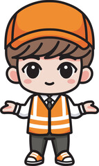Delivery man wearing orange vest design art 