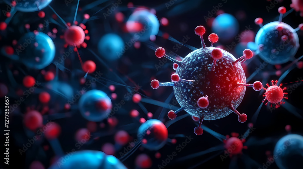 Poster 3d render of microbial structures in action