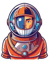 An astronaut, transparent helmet revealing a vibrant nebula, stands on an alien planet's crimson surface.