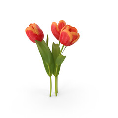 3d Render Isolated Red Tulips