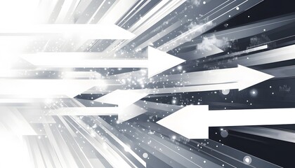 Abstract White Arrows Converging in Dynamic Gray Space