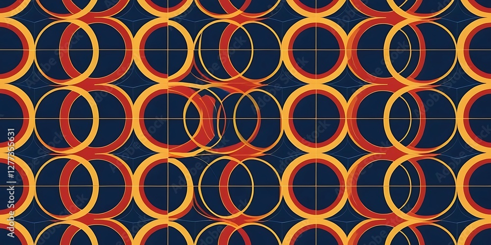 Poster Overlapping circles create a captivating geometric pattern in vibrant hues