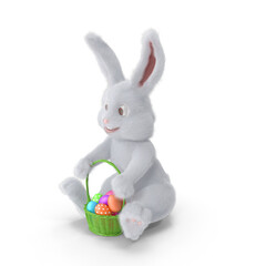 3d Render Isolated Easter Bunny with Basket of Eggs 2