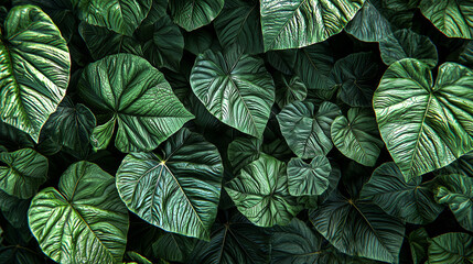 Fototapeta premium Oversized Betel Leaves in 3D Covering the Entire Backdrop.
