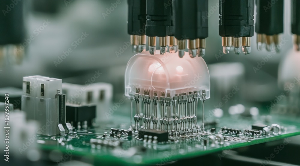 Poster advanced microchip technology close up of circuit board semiconductor electronics inno