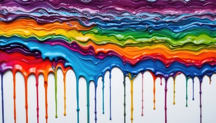 Fototapeta premium Colorful Paint Dripping Background - Abstract Rainbow Flowing Texture Design