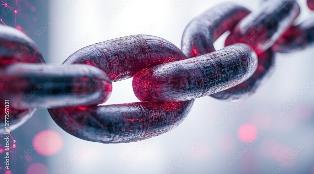 Poster interlocked chains technology connection innovation security network circuit board