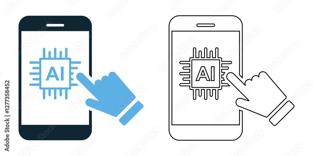 Poster mobile support ai icon vector with a modern and tech inspired design. perfect for customer service, 