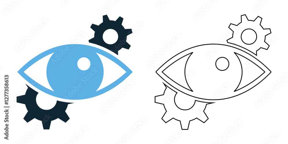 Poster minimalist machine vision icon vector with a modern and tech inspired design. perfect for ai, automa