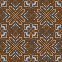  stitch embroidery fabric pattern needlework seamless geometric abstract culture decorative hand drawn tribal asian template printed colorful line artwork black background quilt wallpaper 