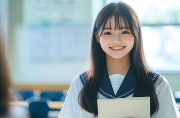 笑顔の女子生徒 , Smiling female student