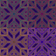  stitch embroidery fabric pattern needlework seamless geometric abstract culture decorative hand drawn tribal asian template printed colorful line artwork black background quilt wallpaper 