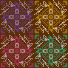  stitch embroidery fabric pattern needlework seamless geometric abstract culture decorative hand drawn tribal asian template printed colorful line artwork black background quilt wallpaper 