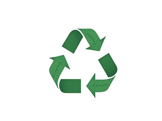Green Recycle Symbol Crafted with Leaf Accents for Sustainable Practices and Environmental Conservation