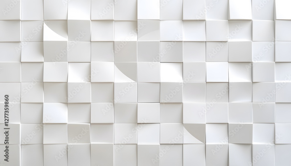 Poster abstract white cubic pattern wall design
