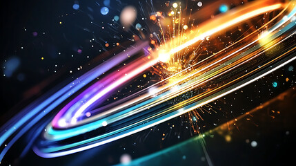 Obraz premium A colorful, swirling galaxy with bright lights and sparks. generated using AI