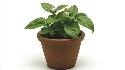 Obraz premium Lush Green Potted Plant with Delicate Pink Flowers Home Decor Office Plant Indoor Garde