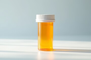 Empty Orange Prescription Bottle on White Surface - Pharmacy Supply