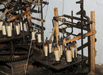 Tryavna, Gabrovo Province, Bulgaria. An ancient authentic manufactory. Thread manufacturing technology.