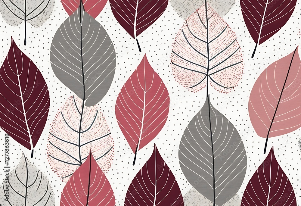 Poster stylized autumn leaf pattern with gentle colors and soft background